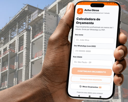 Calculadora de orçamento do Acha Obras com formulário para gerar orçamento profissional